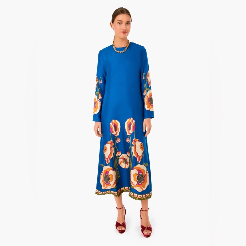 New with tags!Poppies Blue Placee Long Sleeve Swing Dress
LA DOUBLEJ size Large